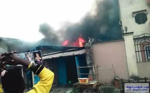 Photo: Cultists Set Buildings On Fire In Akoka